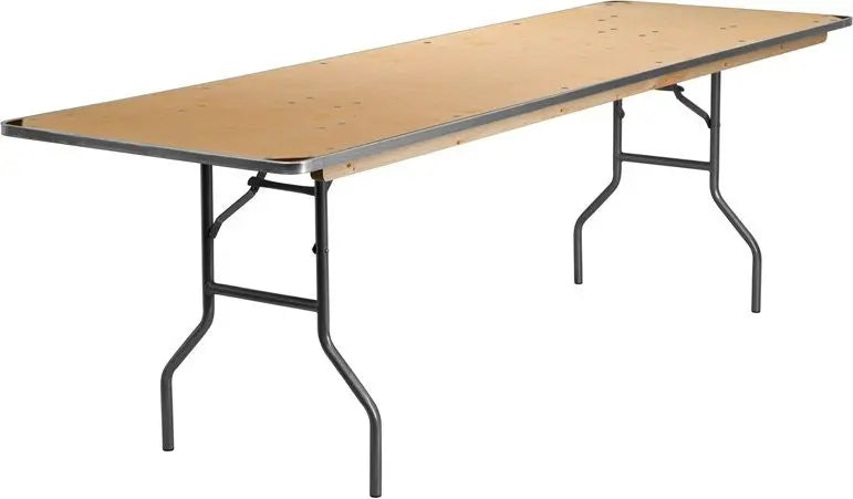 Rivera 30'' x 96'' Rectangular Birchwood Folding Banquet Table, 661 lb Load iHome Studio