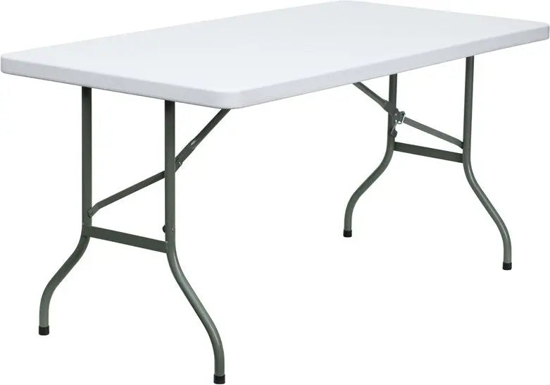 Rivera 30''W x 60''L  Plastic Folding Table, Granite White, 330 lb Load iHome Studio
