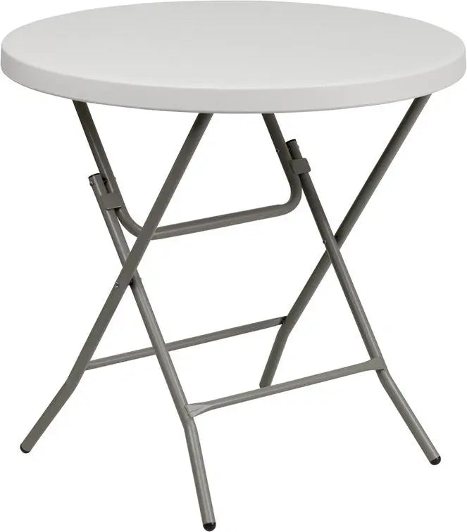 Rivera 32'' Round Plastic Folding Table, Granite White, 220 lb Load iHome Studio
