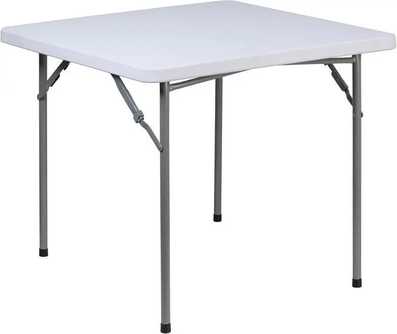 Rivera 34'' Square Plastic Folding Table, Granite White, 330 lb Load iHome Studio