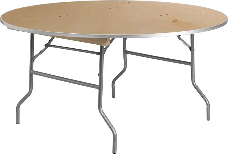 Rivera 60'' Round Birchwood Folding Banquet Table, 661 lb Load iHome Studio
