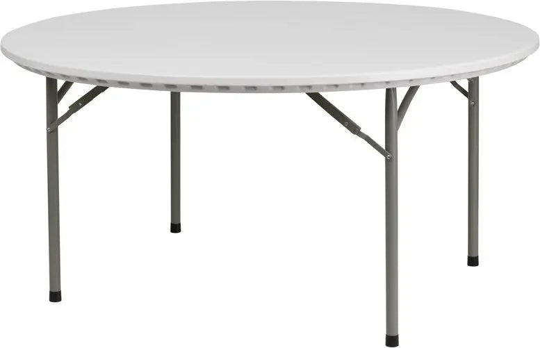 Rivera 60'' Round Plastic Folding Table, Granite White, 661 lb Load iHome Studio
