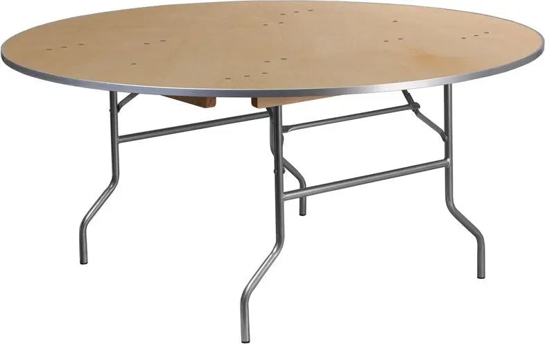 Rivera 66'' Round Birchwood Folding Banquet Table, 661 lb Load iHome Studio