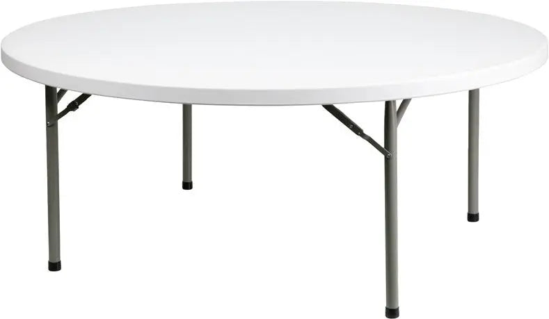 Rivera 72'' Round Plastic Folding Table, Granite White, 1100 lb Load iHome Studio