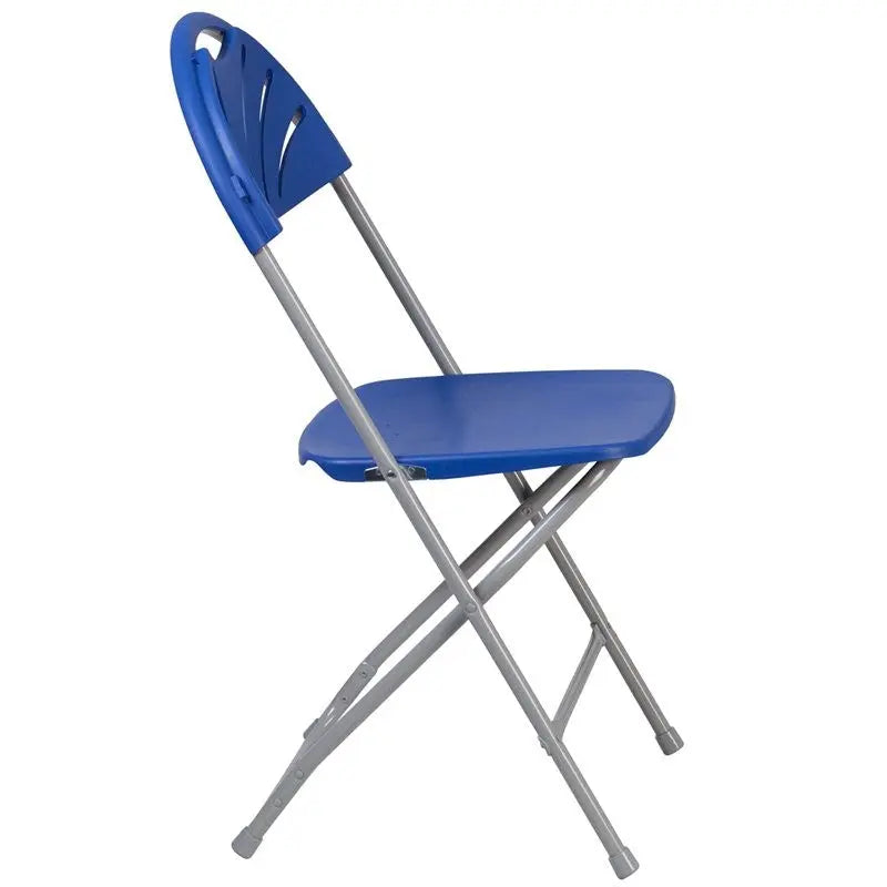 Rivera Heavy Duty Plastic Folding Chair, Blue, Fan Back iHome Studio