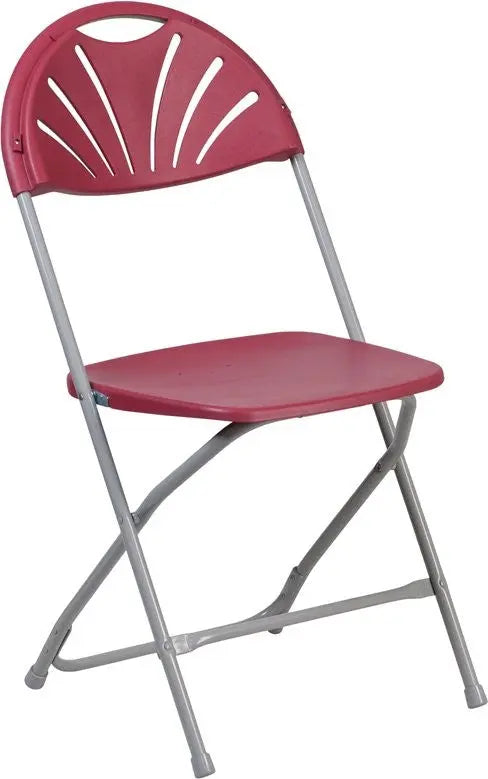 Rivera Heavy Duty Plastic Folding Chair, Burgundy, Fan Back iHome Studio