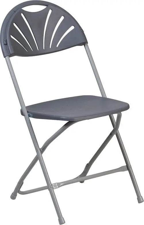 Rivera Heavy Duty Plastic Folding Chair, Charcoal, Fan Back iHome Studio