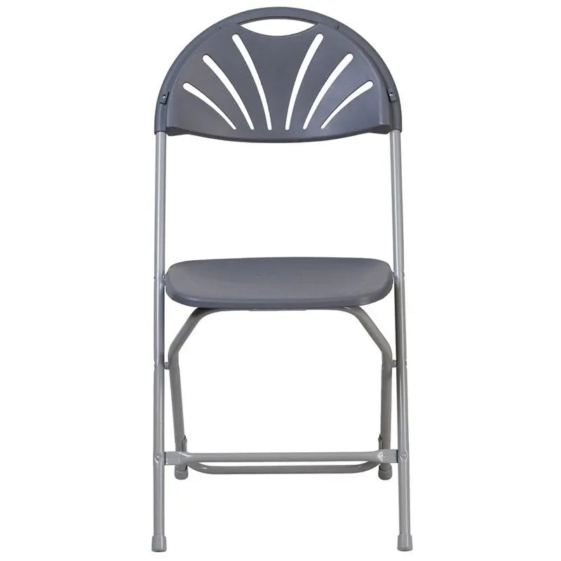 Rivera Heavy Duty Plastic Folding Chair, Charcoal, Fan Back iHome Studio