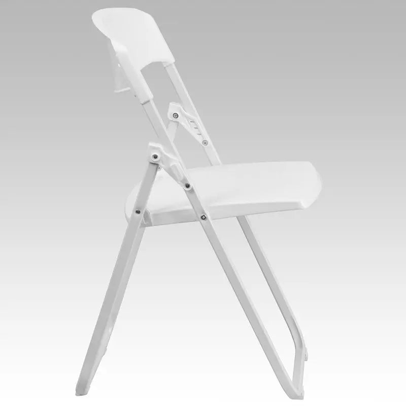 Rivera Heavy Duty Plastic Folding Chair, White, Contoured Back iHome Studio