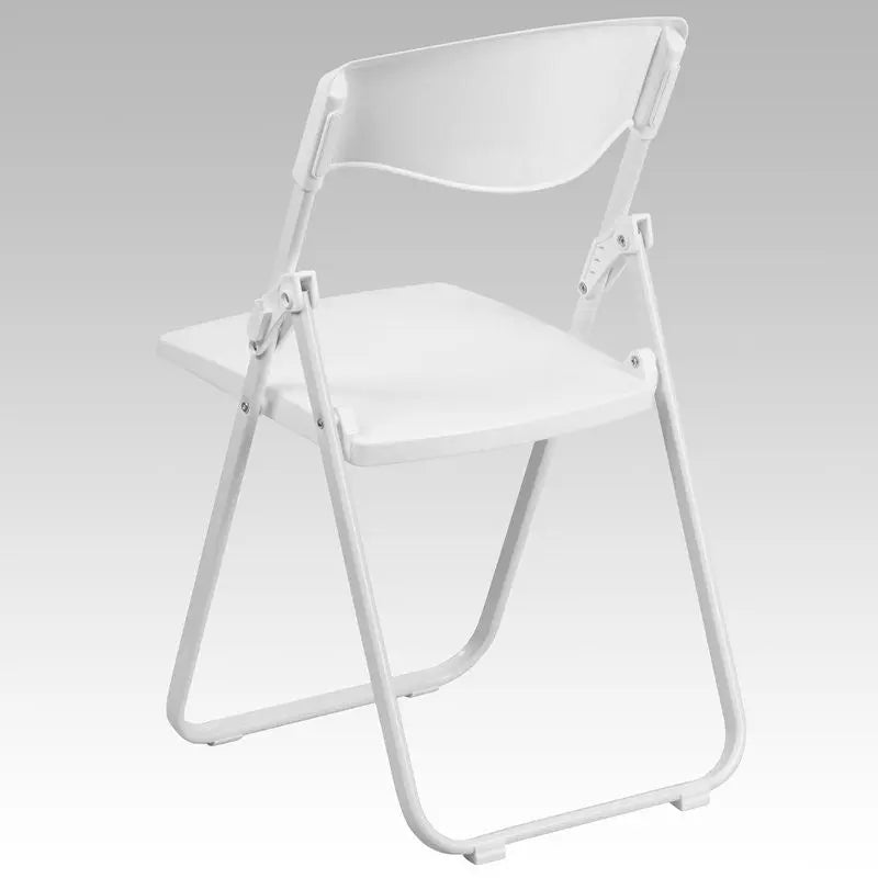 Rivera Heavy Duty Plastic Folding Chair, White, Contoured Back iHome Studio