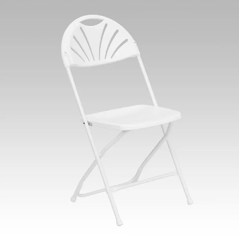 Rivera Heavy Duty Plastic Folding Chair, White, Fan Back iHome Studio