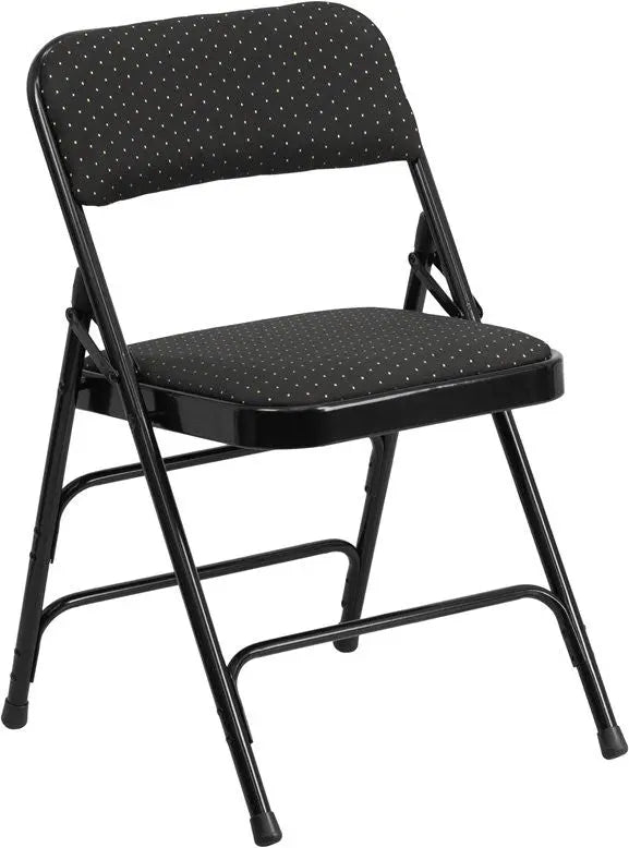 Rivera Metal Folding Chair, Black Patterned Fabric Seat/Back, 1'' Foam iHome Studio