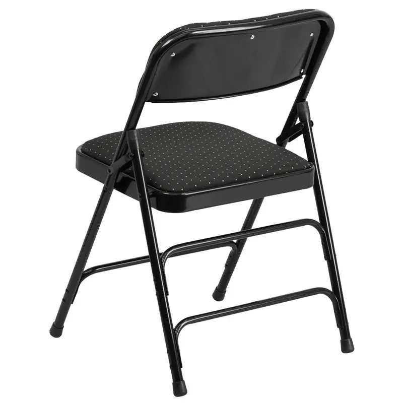 Rivera Metal Folding Chair, Black Patterned Fabric Seat/Back, 1'' Foam iHome Studio