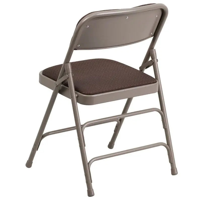 Rivera Metal Folding Chair, Brown Patterned Fabric Seat/Back, 1'' Foam iHome Studio