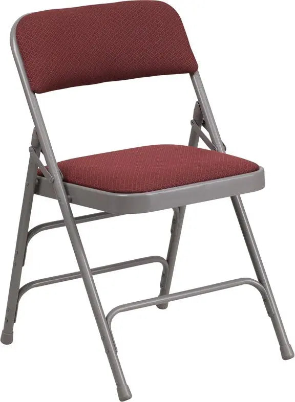 Rivera Metal Folding Chair, Burgundy Patterned Fabric Seat/Back, 1'' Foam iHome Studio