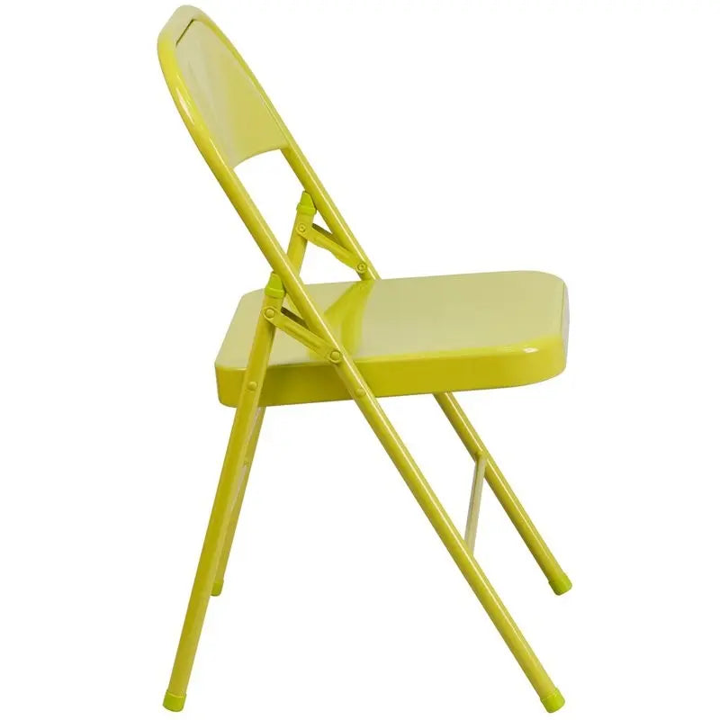 Rivera Metal Folding Chair, Citron, Triple Braced Frame iHome Studio