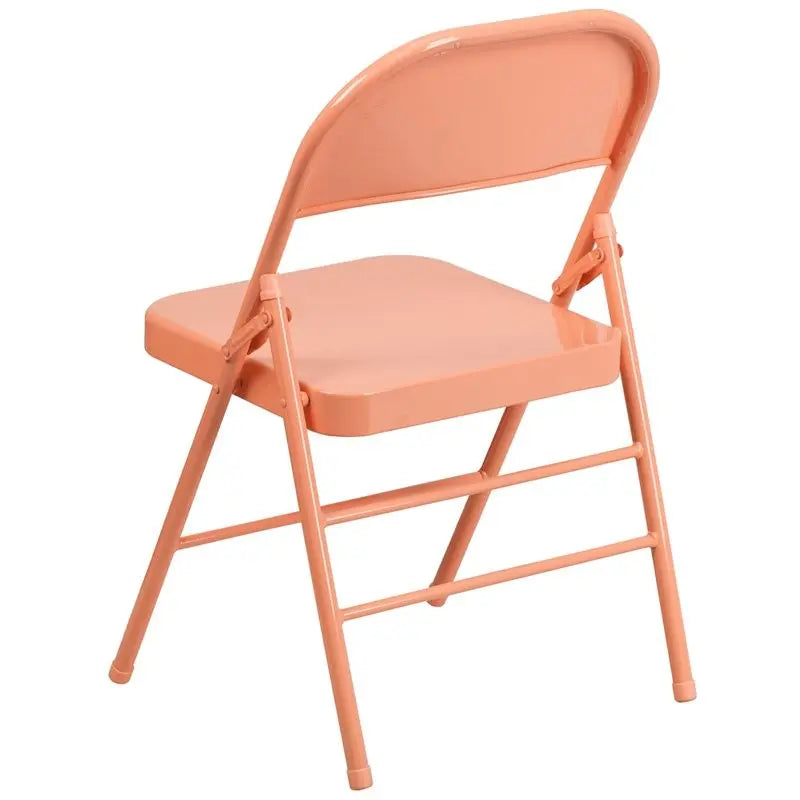 Rivera Metal Folding Chair, Coral, Triple Braced Frame iHome Studio