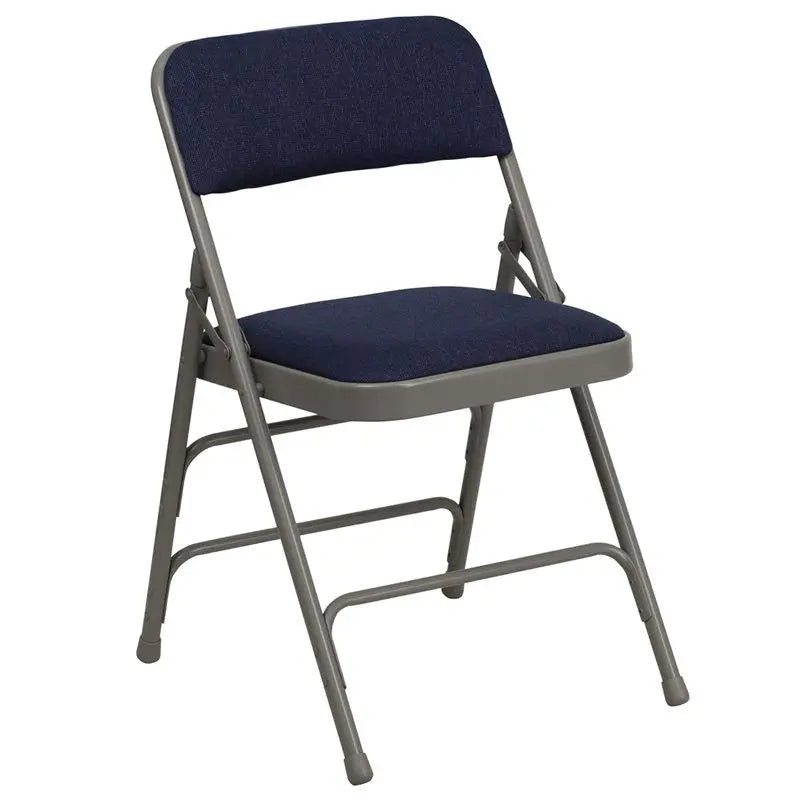 Rivera Metal Folding Chair, Navy Fabric Seat/Back, 1'' Foam iHome Studio