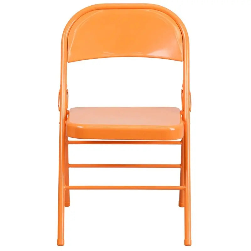 Rivera Metal Folding Chair, Orange, Triple Braced Frame iHome Studio