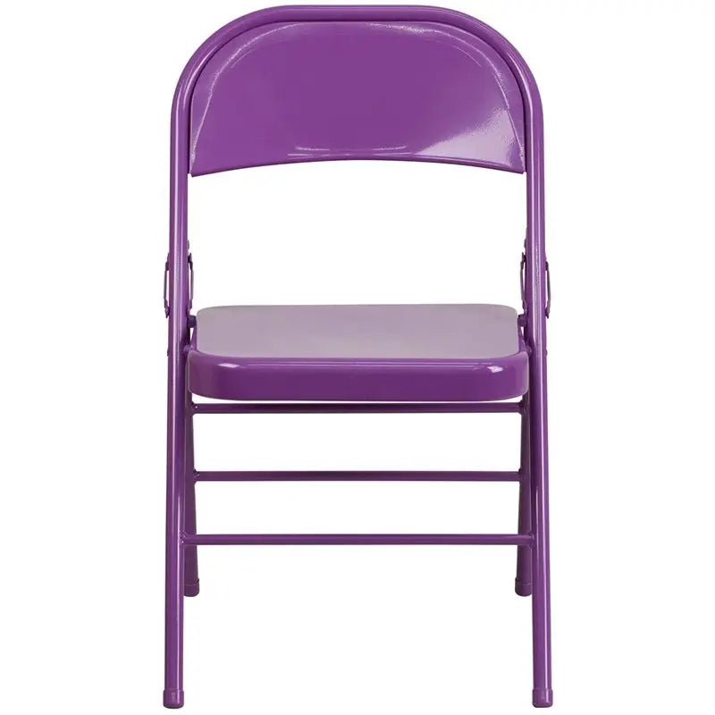Rivera Metal Folding Chair, Purple, Triple Braced Frame iHome Studio