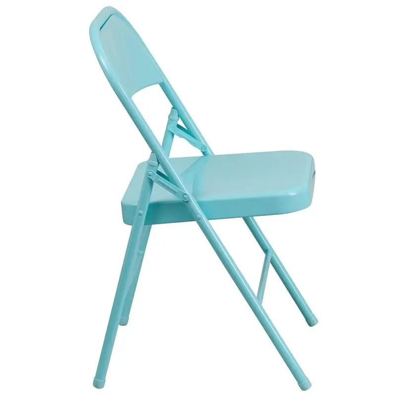 Rivera Metal Folding Chair, Teal, Triple Braced Frame iHome Studio