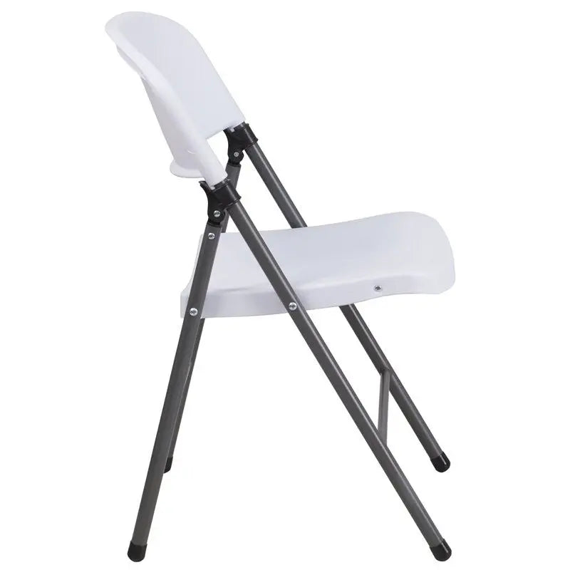 Rivera Plastic Folding Chair, White with Charcoal Frame, Textured Seat iHome Studio