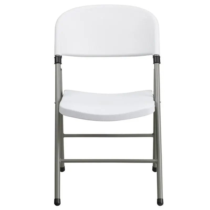 Rivera Plastic Folding Chair, White with Grey Frame, Textured Seat iHome Studio