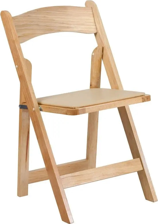 Rivera Wood Folding Chair, Natural, Vinyl Seat iHome Studio