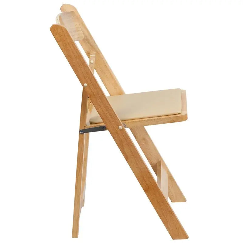 Rivera Wood Folding Chair, Natural, Vinyl Seat iHome Studio
