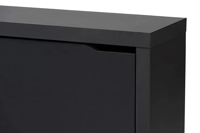 Rochester Dark Grey Finished Wood Shoe Storage Cabinet w/4 Fold-Out Racks iHome Studio