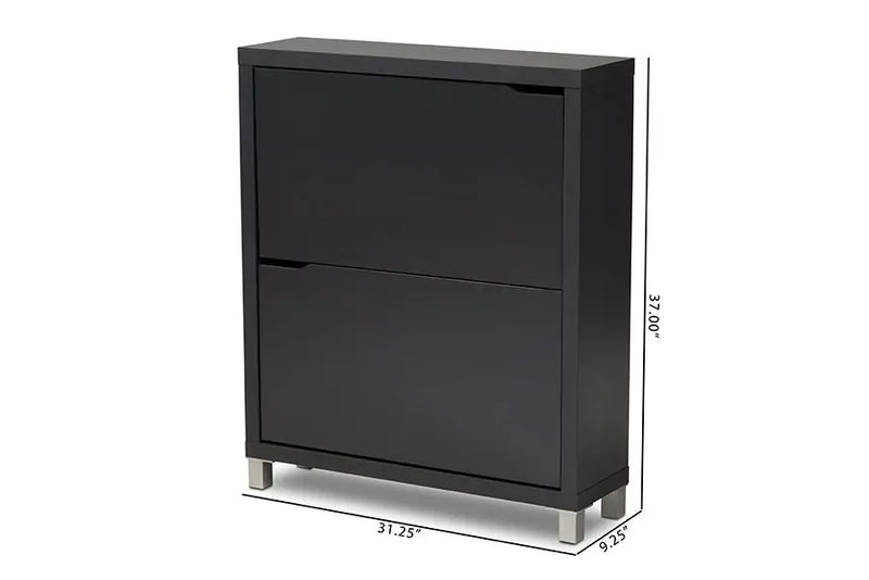 Rochester Dark Grey Finished Wood Shoe Storage Cabinet w/4 Fold-Out Racks iHome Studio