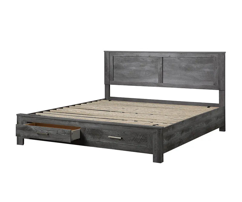 Rodrigo King Bed w/Drawers, Rustic Gray Oak iHome Studio