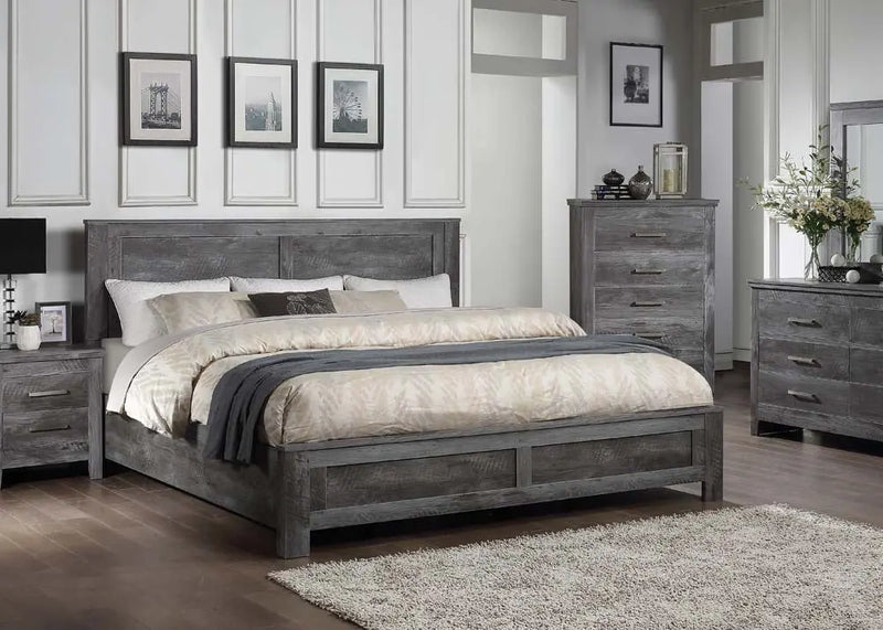 Rodrigo King Bed, Rustic Gray Oak iHome Studio