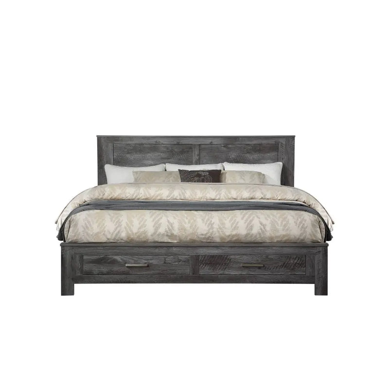 Rodrigo Queen Bed w/Drawers, Rustic Gray Oak iHome Studio