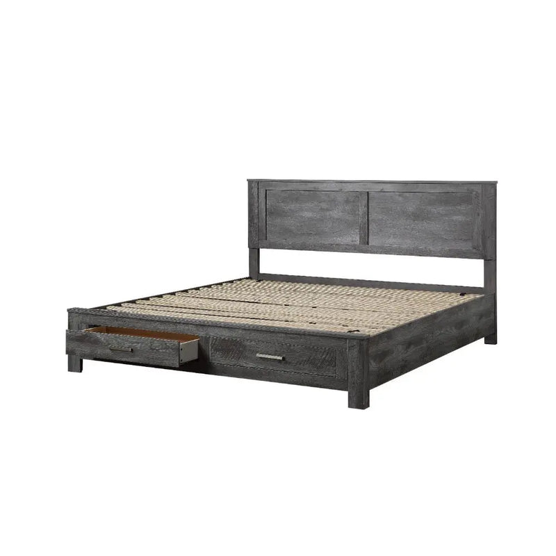 Rodrigo Queen Bed w/Drawers, Rustic Gray Oak iHome Studio