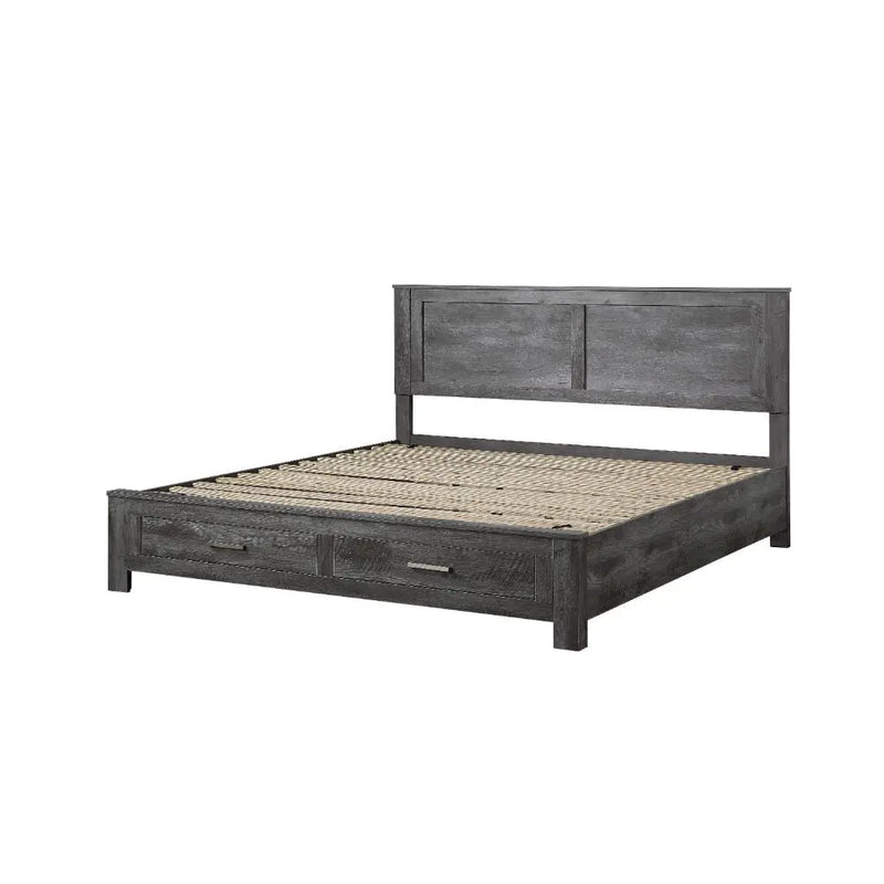 Rodrigo Queen Bed w/Drawers, Rustic Gray Oak iHome Studio