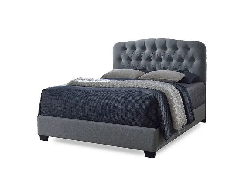 Romeo Grey Button-Tufted Upholstered Bed (Queen) iHome Studio