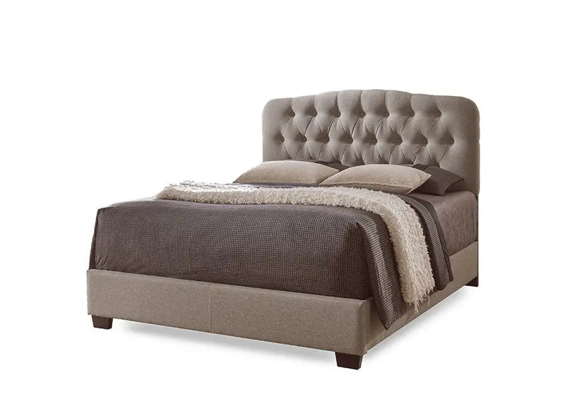 Romeo Light Brown Button-Tufted Upholstered Bed (Full) iHome Studio