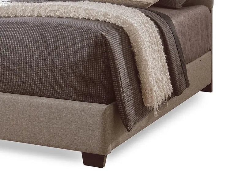 Romeo Light Brown Button-Tufted Upholstered Bed (Full) iHome Studio
