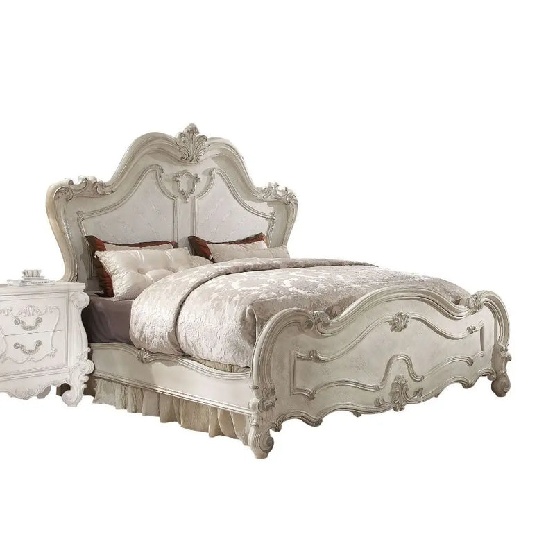 Ronald Wooden Headboard Queen Bed, White iHome Studio