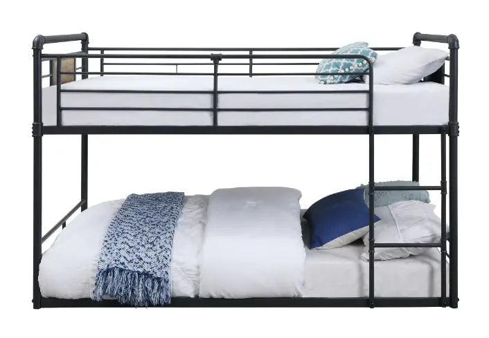 Rosemary Twin/Twin Metal Bunk Bed, Antique Oak, Black & Dark Bronze Hand-Brushed Finish iHome Studio