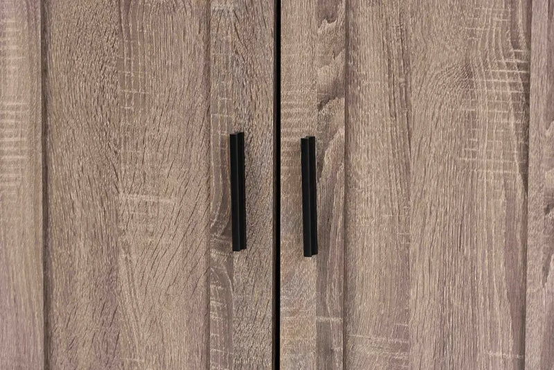 Rossin Oak Brown Finished Wood 2-Door Shoe Storage Cabinet iHome Studio