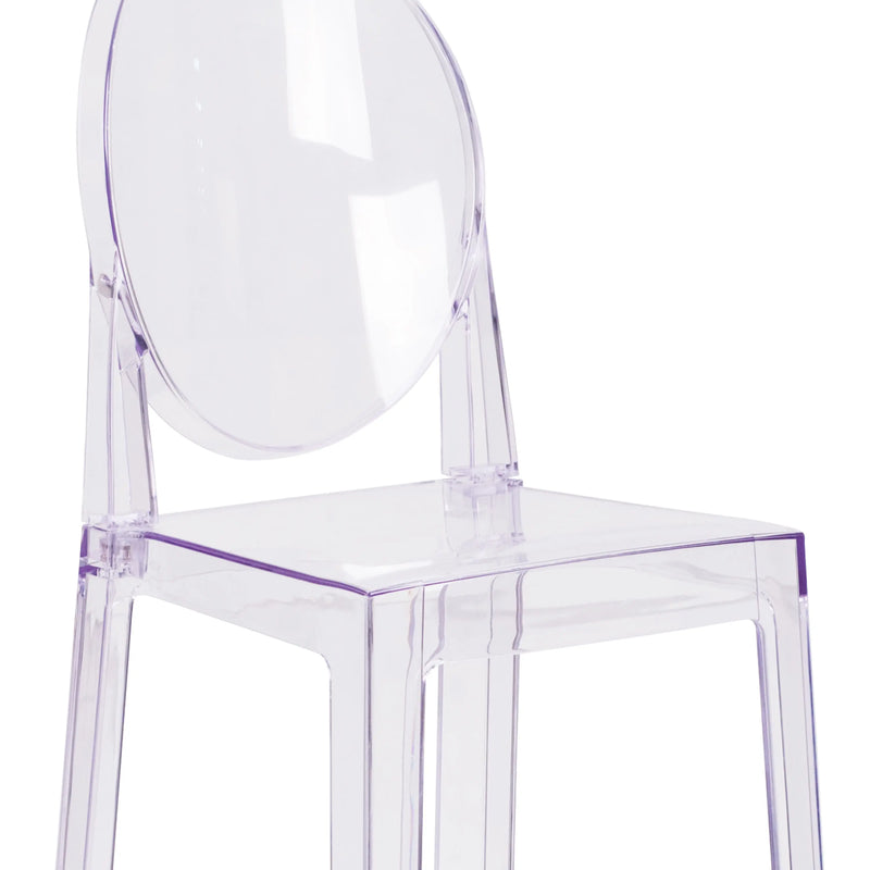 Rudy Ghost Barstool with Oval Back, Transparent Crystal iHome Studio