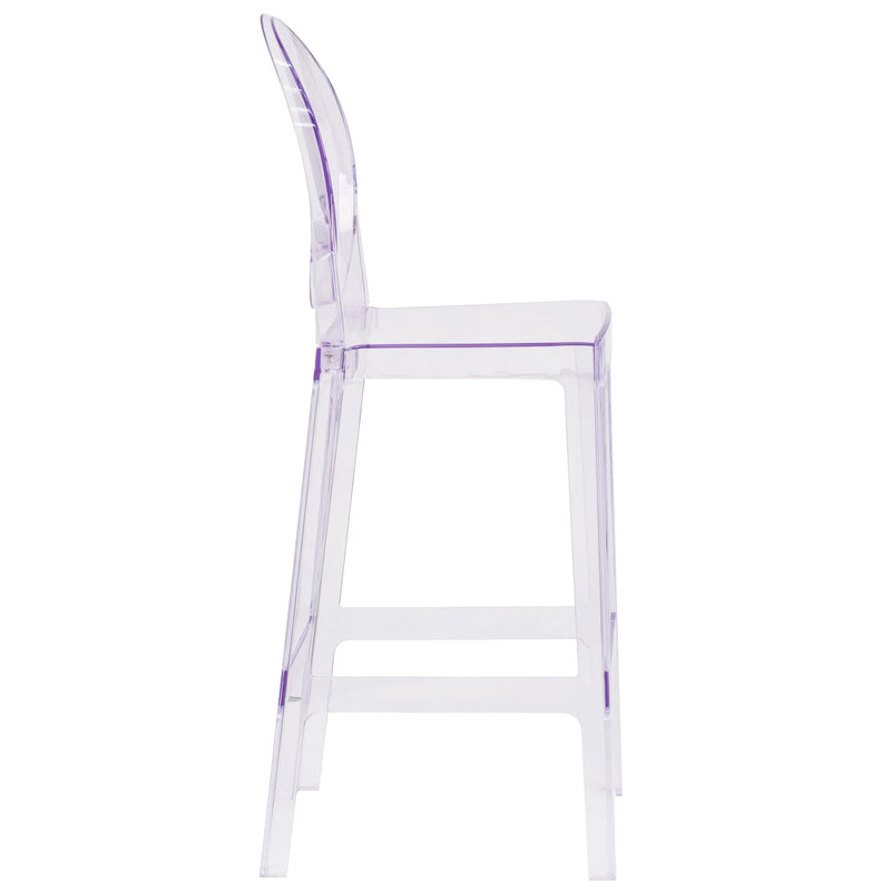 Rudy Ghost Barstool with Oval Back, Transparent Crystal iHome Studio