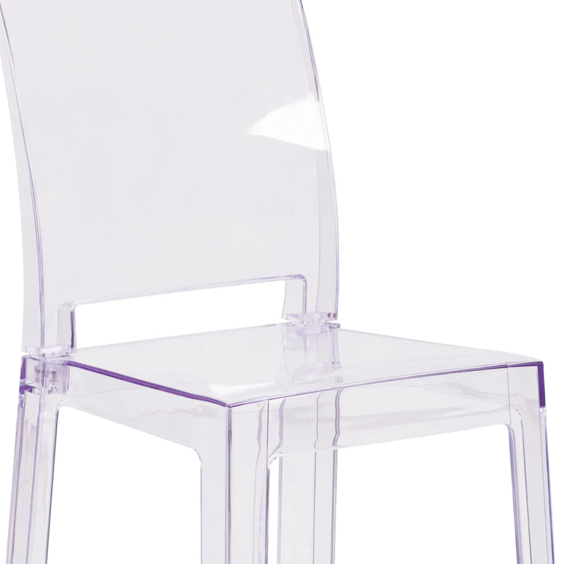 Rudy Ghost Barstool with Square Back, Transparent Crystal iHome Studio