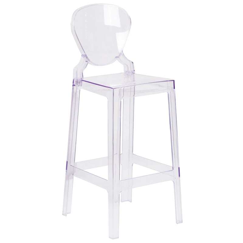 Rudy Ghost Barstool with Tear Back, Transparent Crystal iHome Studio