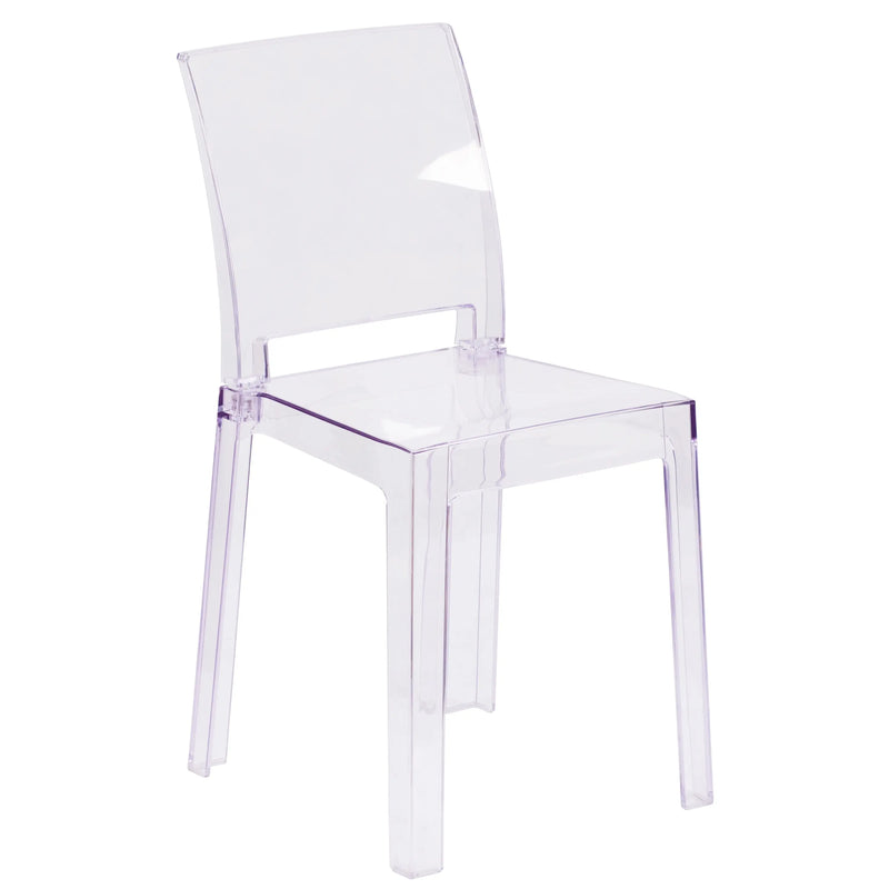 Rudy Ghost Chair with Square Back, Transparent Crystal iHome Studio