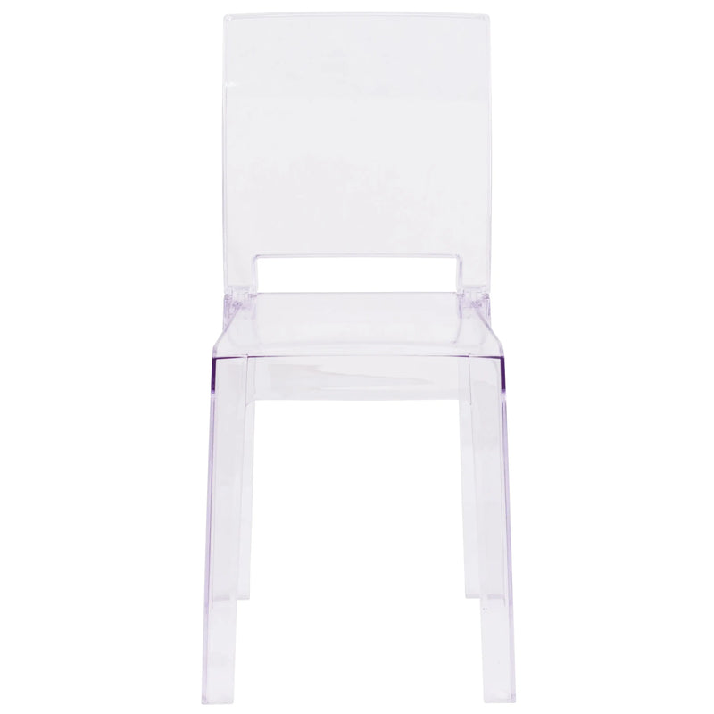Rudy Ghost Chair with Square Back, Transparent Crystal iHome Studio