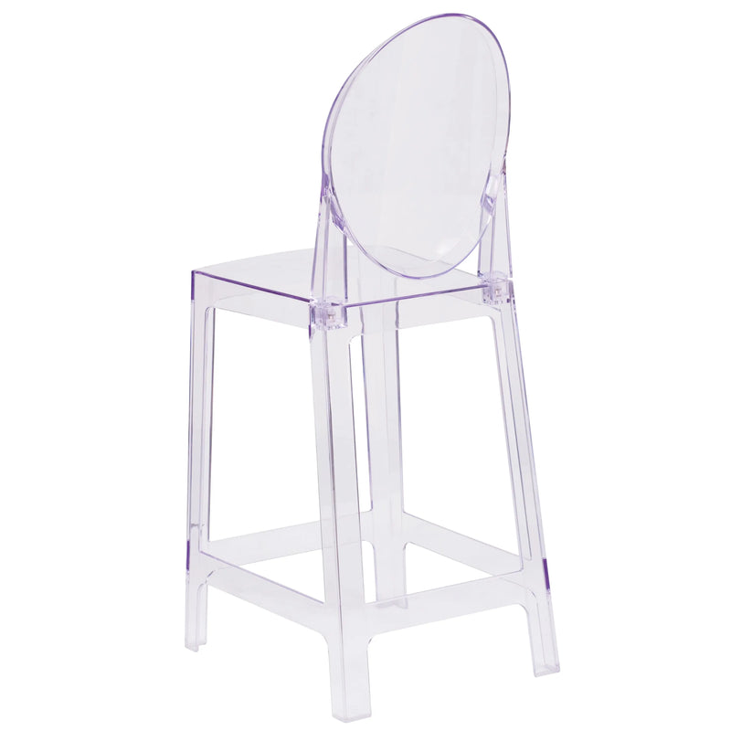 Rudy Ghost Counter Stool with Oval Back, Transparent Crystal iHome Studio