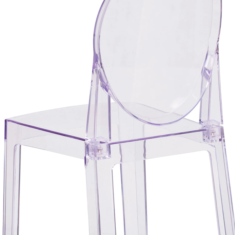 Rudy Ghost Counter Stool with Oval Back, Transparent Crystal iHome Studio